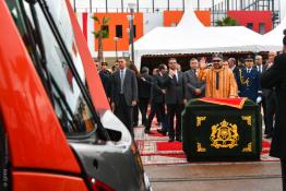 Image du Maroc Professionnelle de  Sa Majesté le Roi Mohammed VI lance la mise en service de la deuxième ligne du tramway de Casablanca, Mercredi 23 Janvier 2019 (Photo/ SPPR) via Jalilbounhar.com